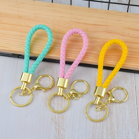 Braided Leather Keychain With Zinc Alloy Ring Woven Strap Car Key Ring For Women Men Home Access Door Key Chain Accessory