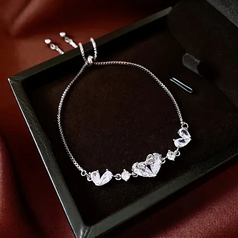 Hart Strik Verstelbare Armband Koper Zirkoon Fonkelend Minimalistische Sieraden Voor Dames Elegante Glans