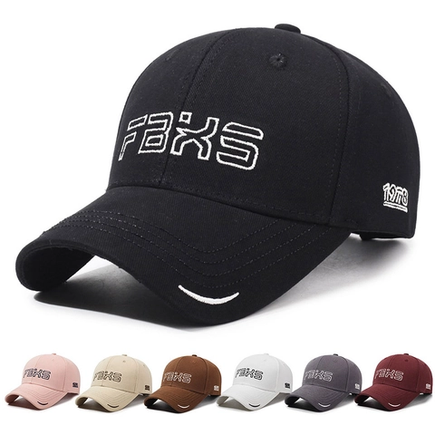 Casquette De Baseball À Lettres Brodées FBXS En Coton Sergé Rétro À Bord Incurvé Chapeau De Soleil Réglable Unisexe