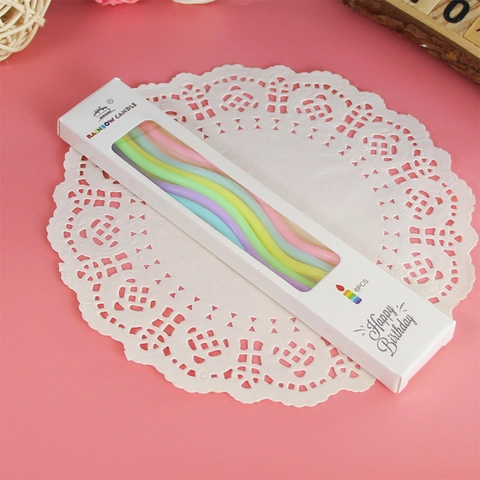 Candy Color Spiral Birthday Candles Curved Cake Topper Minimalist Paraffin Wax Candles For Party Baking Decoration