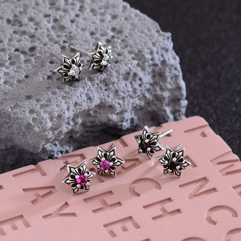 Orecchini A Lobo Stella Vintage Retro Punk Gotico Esagonale Rame Zircone Gioielli Per Donne Uomini