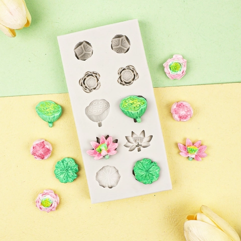 Lotusblüte Blatt Koi Fisch Silikon Kuchenform Fondant Schokolade Backen Dekorieren Werkzeuge DIY Handwerk