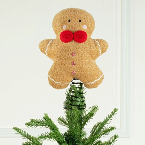 Weihnachtsbaumspitze Lebkuchenmann Plüschpuppe Leuchtend Wackelkopf Dekoration Für Feiertagsfeier Heimornament
