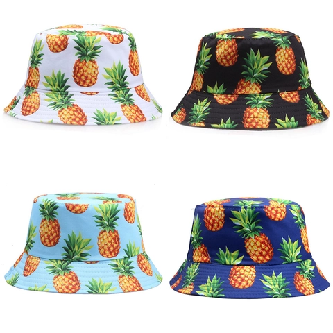 Cappello Da Pescatore Con Stampa Di Ananas Acrilico Traspirante Protezione Solare Estate Spiaggia Casual Per Donne Uomini