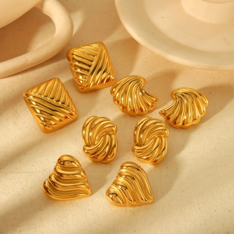 Gestructureerde Hart Geometrische Oorbellen Roestvrij Staal 18K Verguld Met 925 Sterling Zilveren Oorsteker Vintage Voor Dames