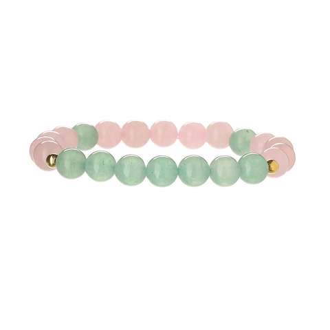 Natural Gemstone Beaded Bracelet Rose Quartz Amethyst Aventurine Round Stone Elastic Handmade Bohemian Jewelry For Women