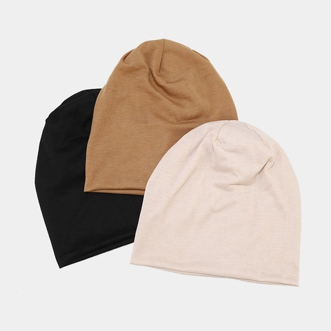 Gorro Beanie Slouchy Fino De Doble Capa Punto Suave Color Sólido Informal Moda Diaria Para Hombres Mujeres