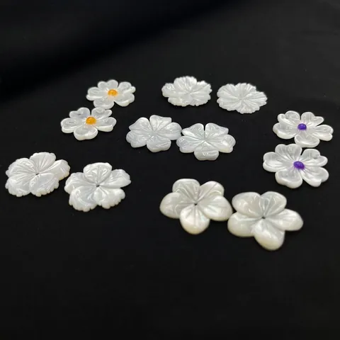 Natuurlijke Paremoer Schelp Bloem Bedeltjes Handgesneden Hangers Voor Doe Het Zelf Sieraden Maken Etnische Stijl