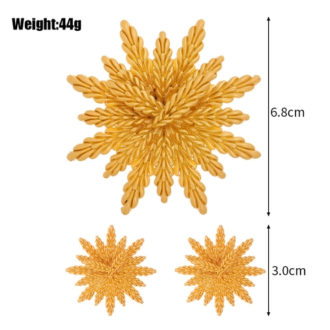 Vintage Golden Wheat Ear Brooch And Stud Earrings Elegant Alloy Textured Jewelry For Women Accessories