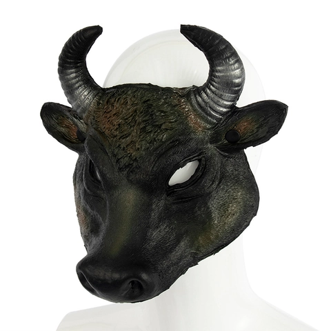 Büffel Ochsenkopf Maske PU Schaum 3D Realistisches Tier Halbgesicht Halloween Karneval Cosplay Party Requisiten