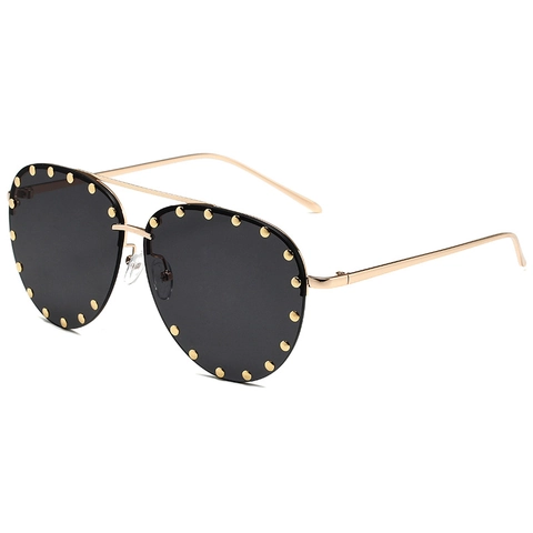 Aviator Sonnenbrille Nieten Metallrahmen UV400 Mode Brille Für Herren Damen Retro Trendy Verlaufslinsen