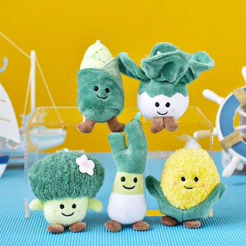 Cute Cartoon Vegetable Plush Pendant Broccoli Corn Cabbage Green Onion Bamboo Shoot Soft Stuffed Doll Bag Charm Keychain Gift