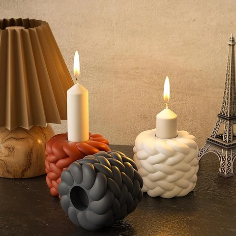 Rope Woven Texture Silicone Mold For DIY Candle Holder Storage Box Minimalist Home Decor Plaster Resin Casting