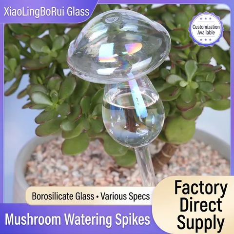 Mushroom Plant Watering Bulbs High Borosilicate Glass Automatic Self Irrigation Globe For Indoor Potted Plants Iridescent