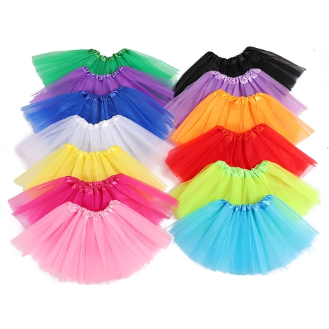 Women Girls Tulle Tutu Skirt Polyester Mesh Puffy Short Skirt Elastic Waistband For Ballet Dance Party Halloween