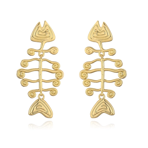 Marine Style Copper Stud Earrings Ocean Conch Fishbone Butterfly Shape Exaggerated Gold Silver Earrings With Artificial Pearl For Women