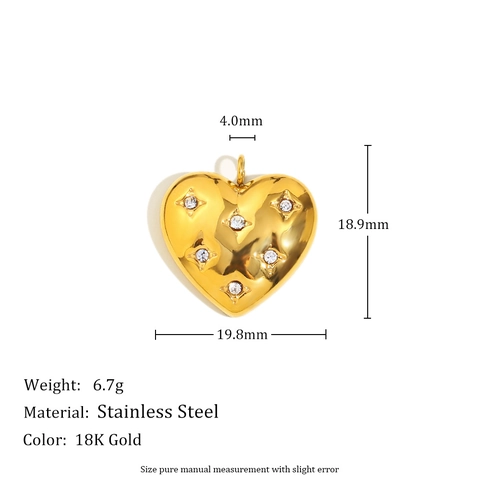 Herz Rose Blume Anhänger Edelstahl 18K Vergoldet Zirkonia Stern Herz Anhänger Für DIY Halskette Schmuckherstellung