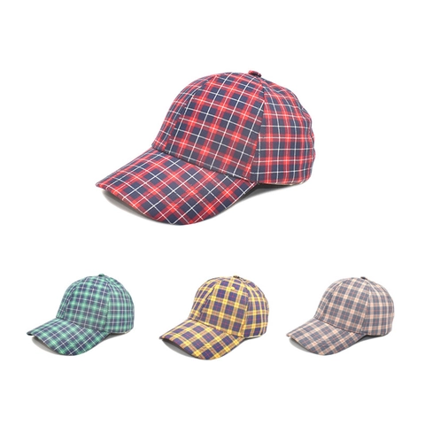 Plaid Baseball Cap Checkered Pattern Polyester Curved Brim Adjustable Sun Protection Outdoor Unisex Trend Hat