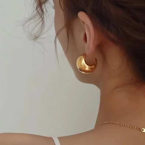 Chunky Waterdrop Stud Earrings Titanium Steel 18K Gold Plated High Polish Mirror Finish Minimalist Jewelry For Women