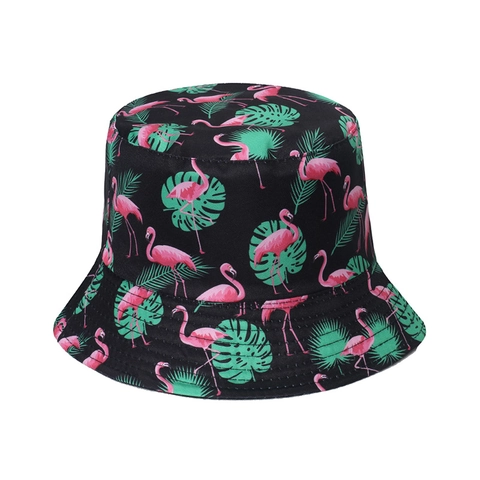 Reversible Bucket Hat Polyester Printed Summer Sun Protection Foldable Beach Travel Vacation Women Headwear