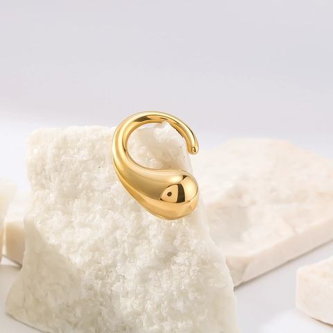 Waterdruppel Open Ring Roestvrij Staal Minimalistisch Geometrisch Verstelbaar Sieraden Voor Vrouwen Verguld Ins Stijl