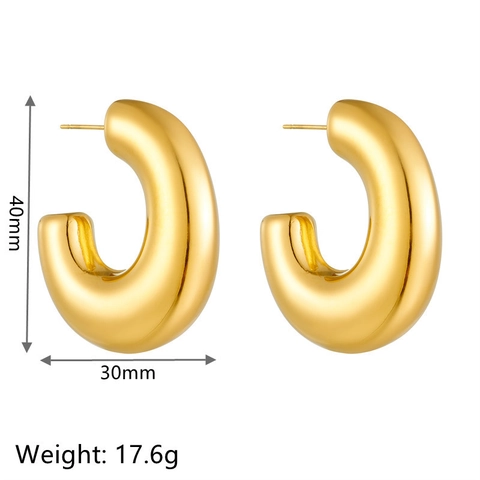 Orecchini A Cerchio A Forma Di G Per Donna Acciaio Inossidabile 316L Design Geometrico Lettera Cava Lucidato Ipoallergenico
