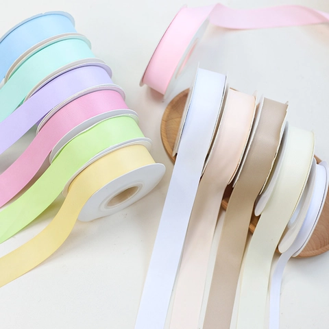 Matte Cotton Polyester Ribbon For Gift Flower Wrapping DIY Crafts Solid Color Decorative Sewing Accessory