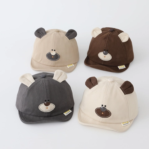 Baby Baseball Cap Cotton Cute Bear Ears Soft Brim Sun Protection Breathable Hat For Toddler Boys Girls