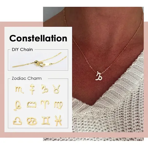 Collana Pendente in Acciaio Inossidabile Minimalista Zodiaco Costellazione per Donna Gioielli di Astrologia Raffinati Regalo