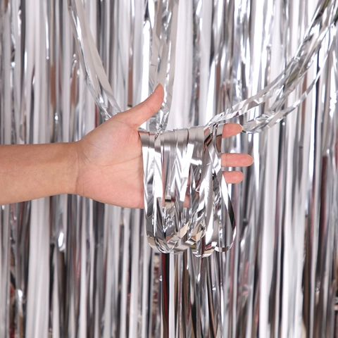 Metallic Foil Fringe Curtain Tinsel Backdrop For Party Wedding Birthday Celebration Photo Booth Streamer Door Decoration