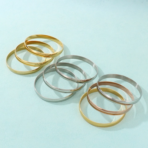 Minimalist Polished Stainless Steel Cuff Bangle For Women Men Wide Plain Circle Bracelet Fashion Jewelry Accessory Gift