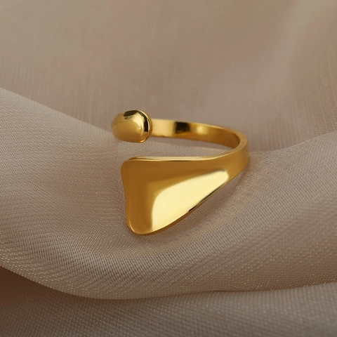Anillos Abiertos Ajustables Cobre Chapado En Oro De 18K Onda Geométrica Irregular Cadena Cubana Minimalista Mujer Hombre