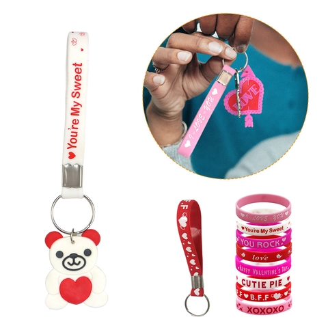 Portachiavi A Cuore Di San Valentino Ciondolo In Silicone E Gomma Morbida Con Anello In Metallo Regalo Romantico Per Coppie Orso