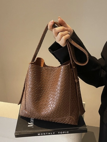 Sac À Épaule Tissé En Cuir PU Pour Femmes Grande Capacité Rétro Minimaliste Tote Hobo Sac Pour Le Trajet Quotidien Sac À Main Mode