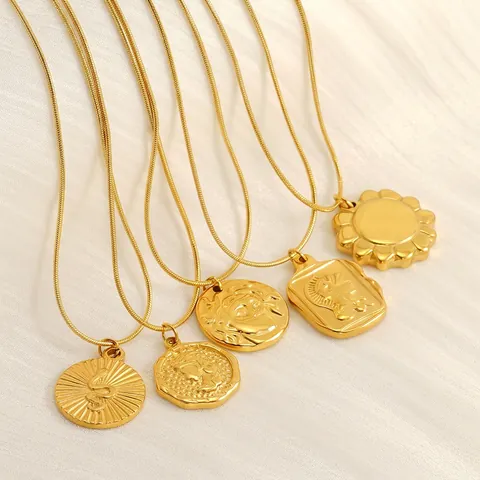 Collana Con Ciondolo In Acciaio Inossidabile Vintage Con Catena A Serpente Placcata Oro 18K Gioielli Di Moda Donna Ancora Croce