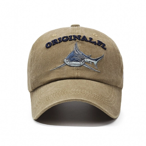 Casquette De Baseball En Coton Lavé Vintage Broderie Requin Patch Drapeau Américain Rétro Ajustable Chapeau Hommes Femmes