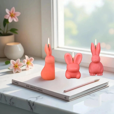 Stampo Per Candele A Forma Di Coniglio Silicone Fai Da Te Trama A Spirale Pasqua Aromaterapia Decorazioni Per La Casa
