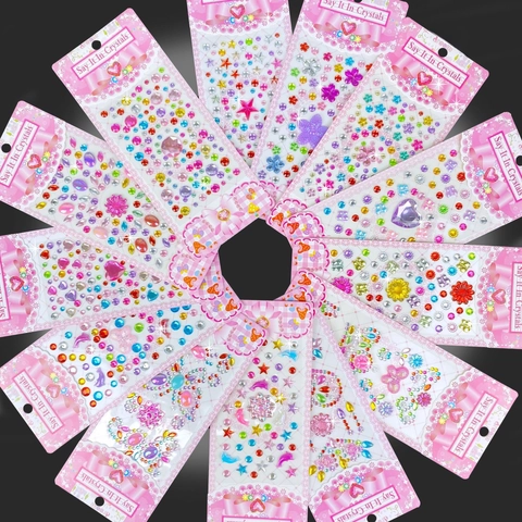 Rhinestone Stickers For Kids Colorful Acrylic Crystal Gem Self Adhesive DIY Crafts Stickers For Scrapbooking Notebook Decor