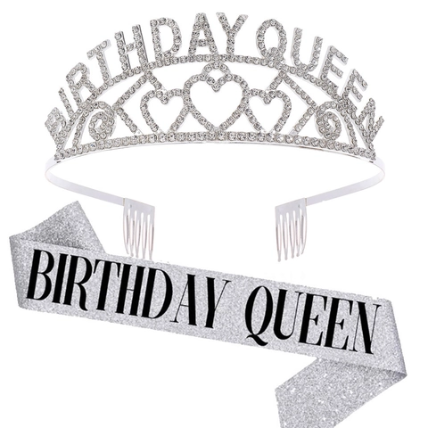 Corona Di Tiara In Strass Per Compleanno E Fascia Cerchietto A Cuore In Lega Per Decorazioni Per Feste Regalo