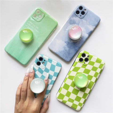 Griptok De Téléphone En Boule De Cristal Transparent Support De Poignée De Téléphone Portable Pliable En Résine Dégradée