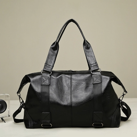 Bolsa De Viaje De Cuero PU De Gran Capacidad Para Viajes De Negocios Gimnasio Entrenamiento Bolso Casual Con Correa