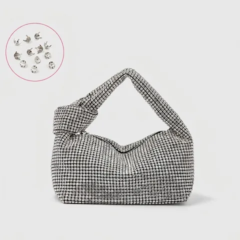Bolso De Noche Para Mujer Con Diamantes De Imitación Asa Con Nudo Bolso De Hombro Hobo Brillante Lujo Fiesta Boda Cena