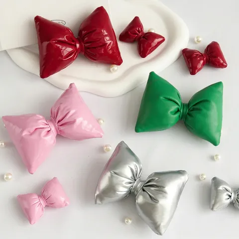 DIY PVC Leder Prall Schleife Dekoration Weihnachten Geschenkverpackung Blumenstrauß Glänzend Metallisch Handgefertigt Bastelzubehör