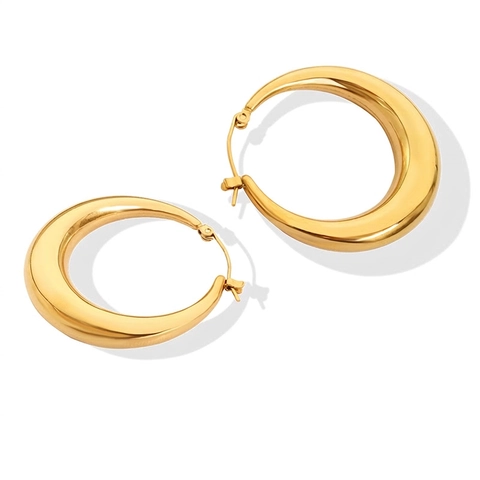 Chunky Hoop Earrings 18K Gold Plated Stainless Steel U Shaped Geometric Minimalist High Polish Jewelry For Women