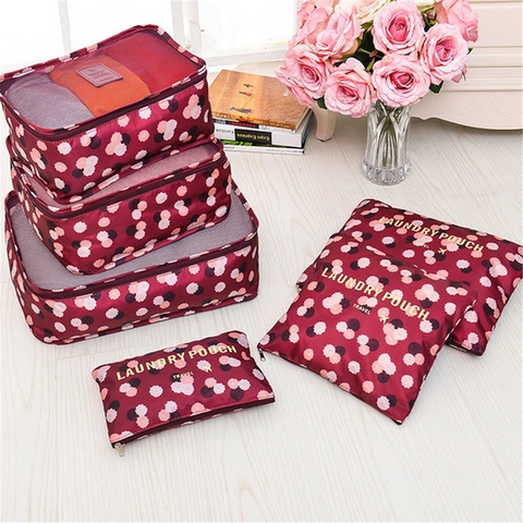 Sacs De Rangement Voyage Tissu Oxford Imperméable Organisateur Maille Cubes Emballage Bagages Pour Vêtements Cosmétiques