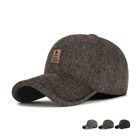 Herren Winter Baseballkappe Thermisch Ohrenschutz Vlies Gefüttert Wolltextur Winddicht Verstellbar Outdoor Hut