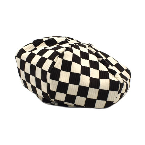 Berretto Vintage A Scacchi Per Donna Cotone Lavorato A Maglia Poliestere Autunno Inverno Caldo Cappello Da Pittore Stile Giapponese
