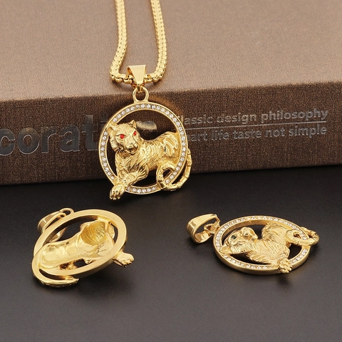 Collar Con Colgante De Cabeza De Tigre Acero Inoxidable Diamantes De Imitación Hip Hop Joyería Animal Para Hombre