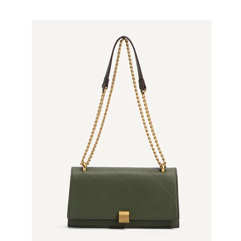 Women Quilted PU Leather Crossbody Bag Gold Chain Strap Square Flap Lock Fashion Trendy Daily Matching