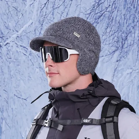 Berretto Da Baseball In Maglia Invernale Con Paraorecchie Fodera In Peluche Termica Cappello In Maglia Sportiva Antivento